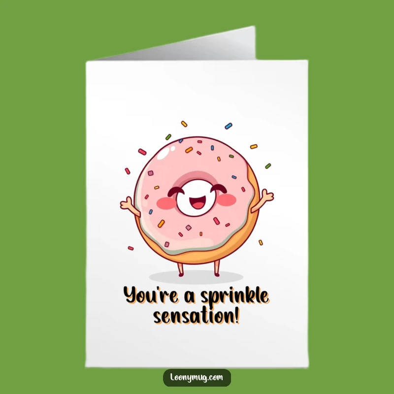 Free Printable Congrats Card: Giggling Donut Juggling Sprinkles, Humorous Downloadable