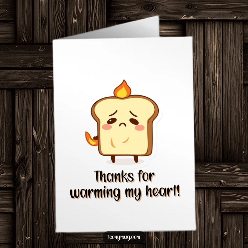 Funny Free Printable Thank You Card: A nervous toast slice putting out a small fire, expressing thanks.