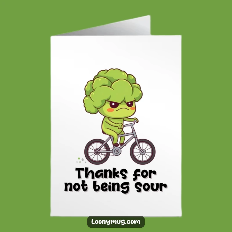 Free Printable Thank You Card: Grumpy Broccoli Cycles Thanks for a Funny Downloadable Gift