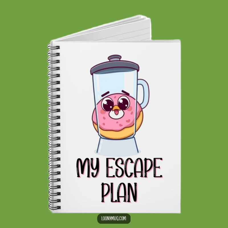 Funny Startled Donut Escaping Blender Notebook - Jot Down Your Escapes
