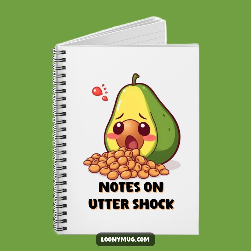 Funny Shocked Avocado Seeds Spill Notebook - Jot Down Your Surprises Hilariously!