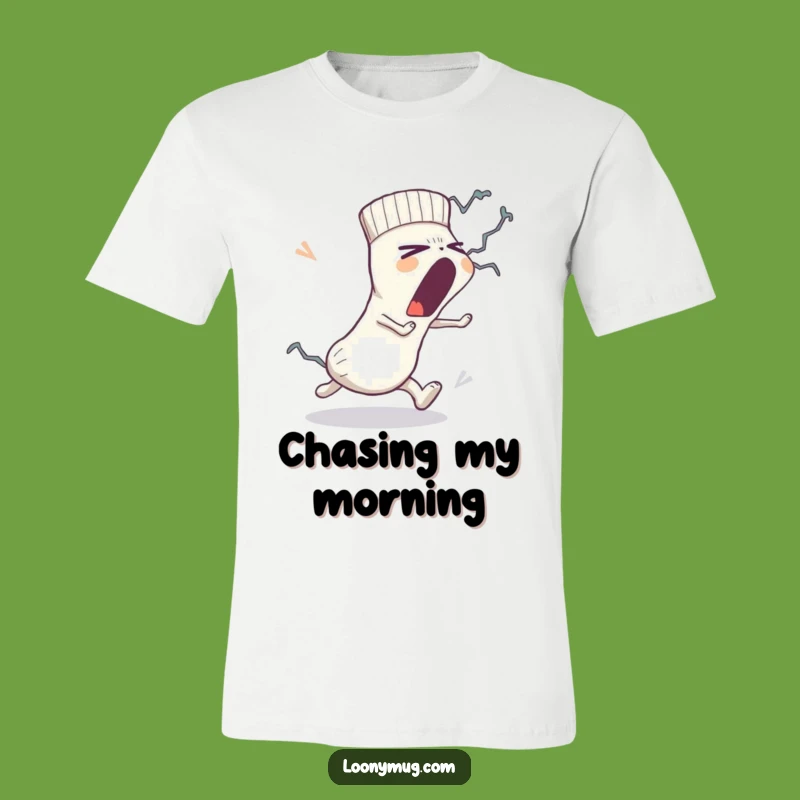 Funny Sleepy Sock T-Shirt: Lint Monster Chase, Hilarious Laundry Tee