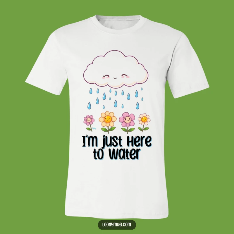 Funny Flower & Cloud T-Shirt: Wear Your Happiness with Smiling Raindrops