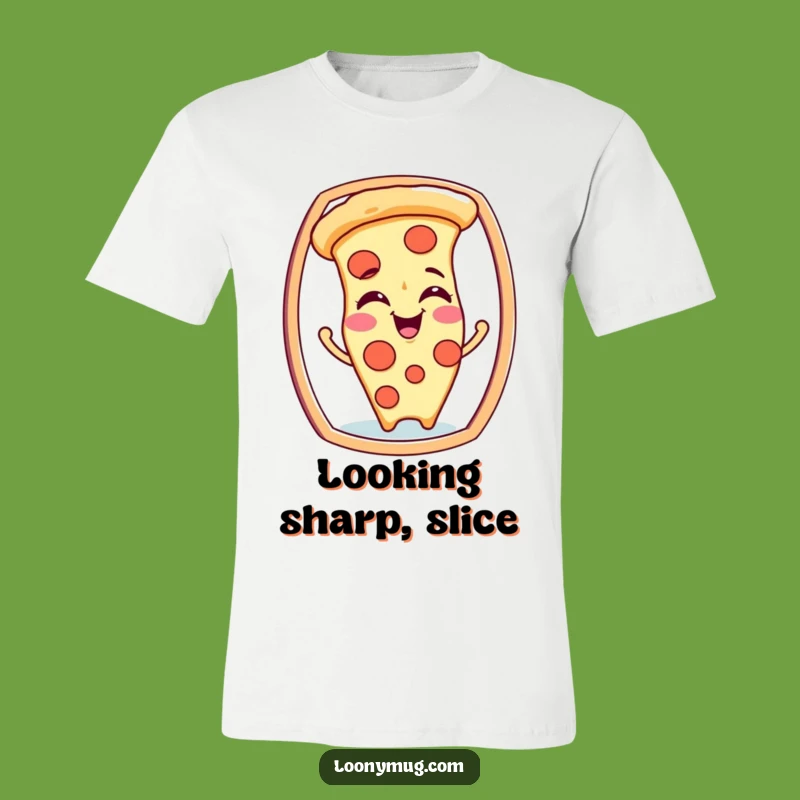 Funny Pizza Slice Mirror T-Shirt: Giggling Character Tee for Laugh Out Loud Moments