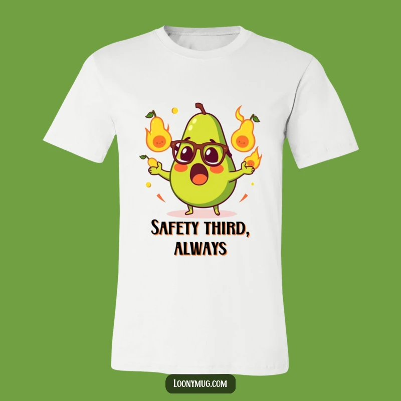Funny Surprised Avocado Juggling Flaming Pears T-Shirt - Perfect Humor Gift