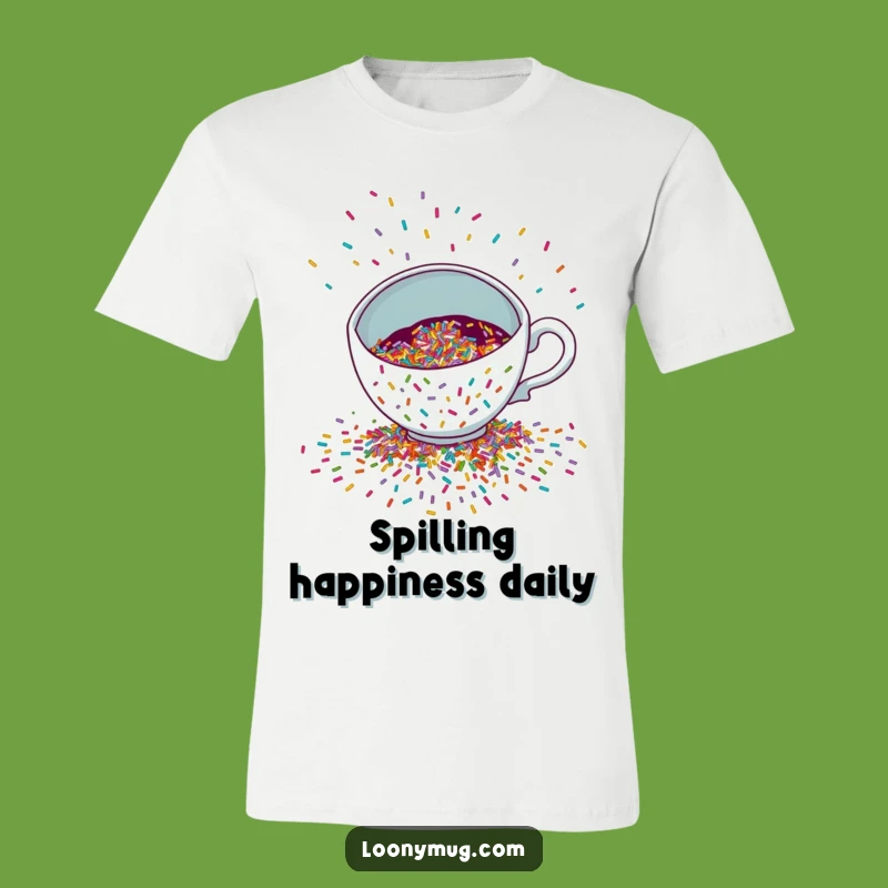 Funny Sprinkle Spill T-Shirt - Colorful Teacup Party Tee