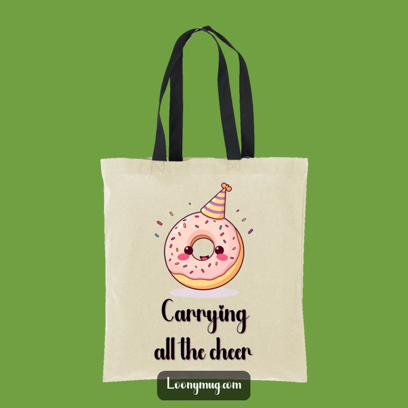 Funny Donut Party Tote Bag: Humorous Juggling Sprinkles Carry-All