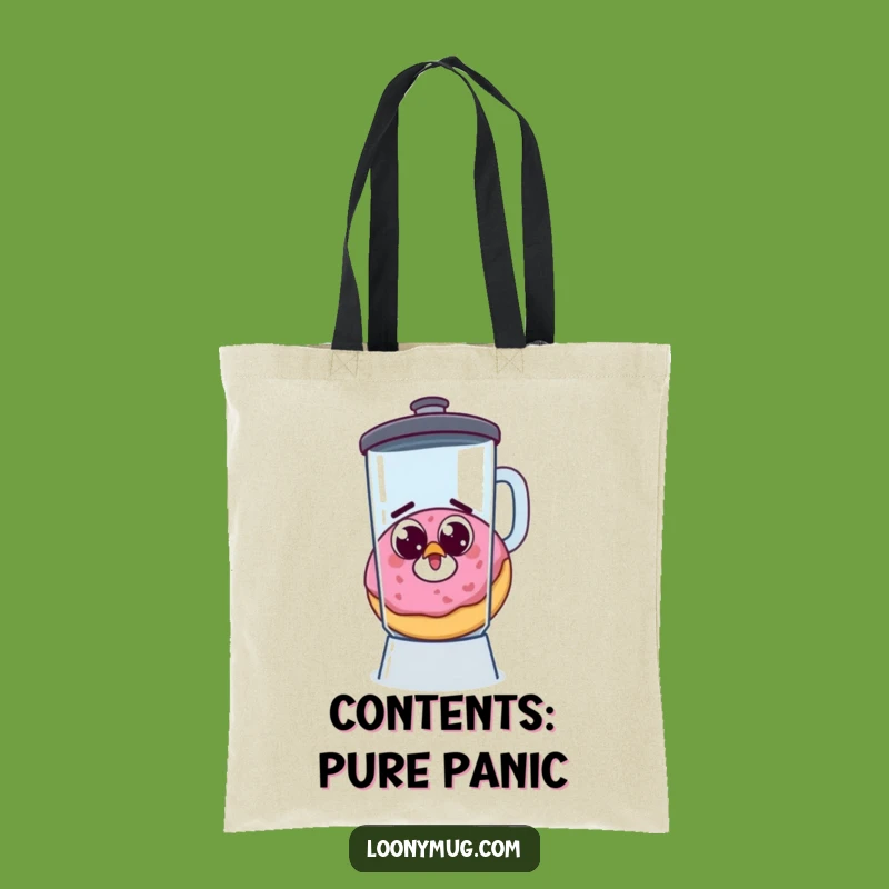 Funny Startled Donut Escaping Blender Tote Bag - Carry Your Laughs