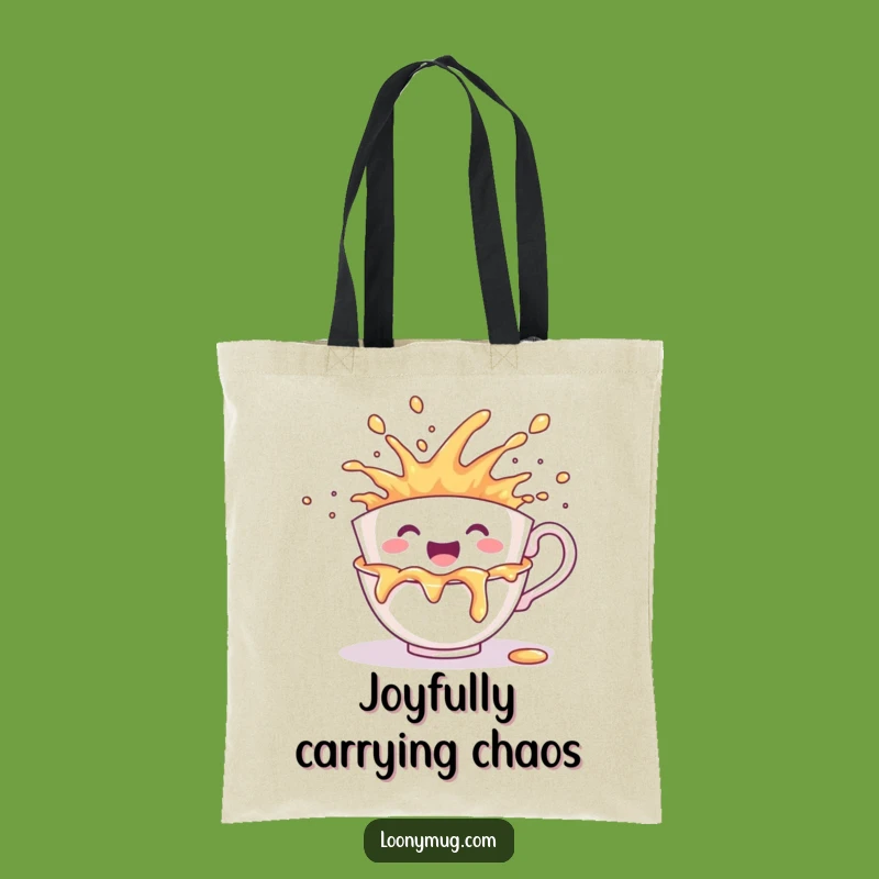 Funny Cheerful Teacup Tote Bag - Joyful Spill Carry-All Gift Bag
