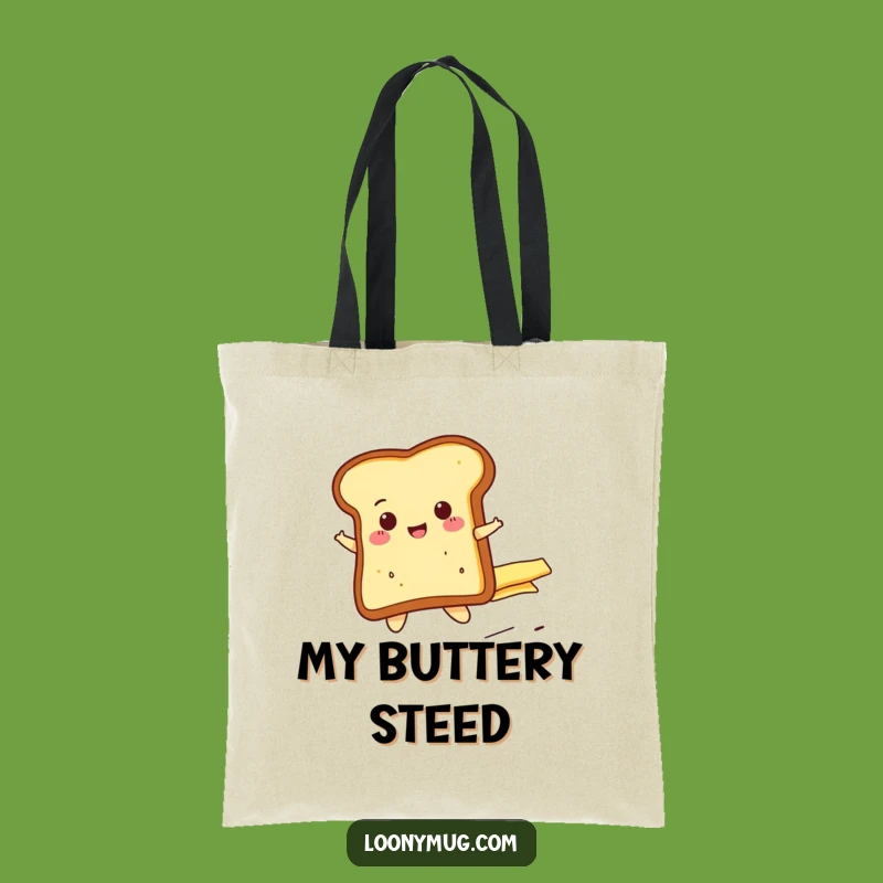 Funny Cheerful Toast Butter Ride Tote Bag - Carry Your Breakfast Fun!