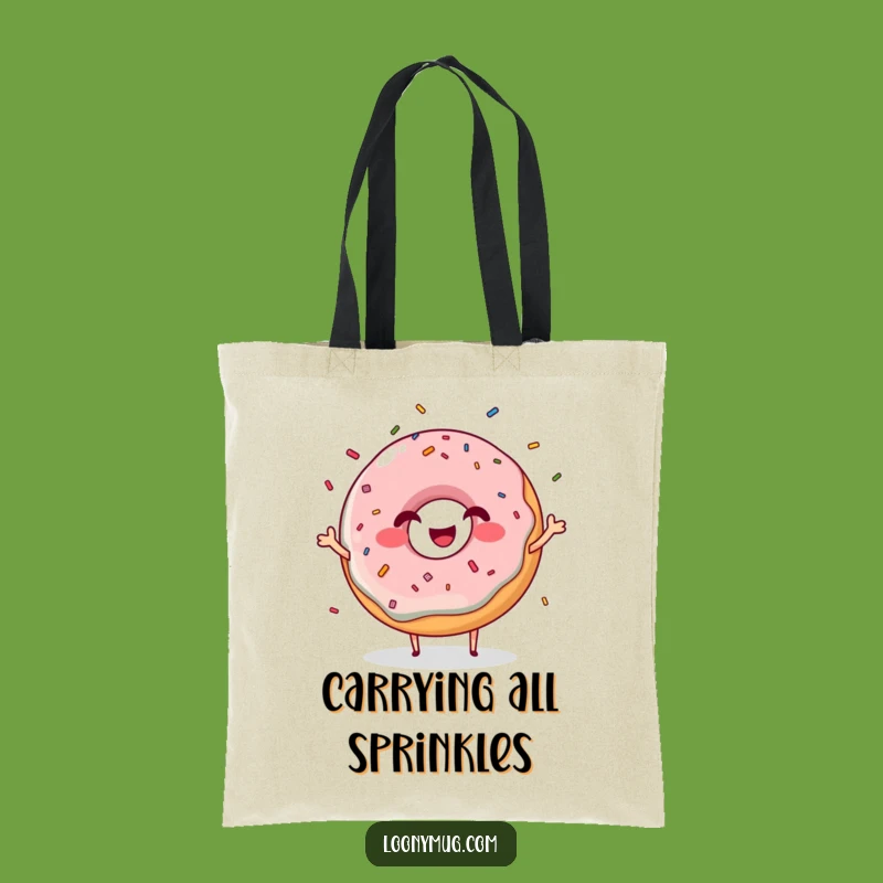 Funny Giggling Donut Tote Bag: Juggling Sprinkles Accessory for Sweet Outings