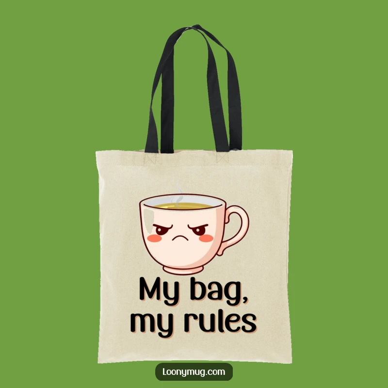Funny Grumpy Teacup Tote Bag: Carry Your Essentials with a Hilarious Scowl!