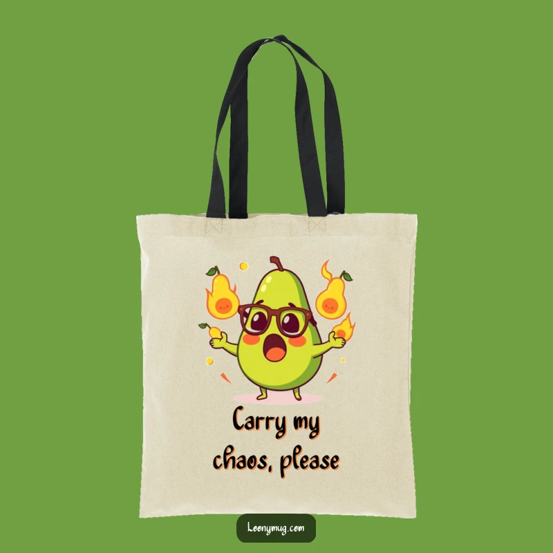 Funny Surprised Avocado Juggling Flaming Pears Tote Bag - Grocery Laughs Guaranteed