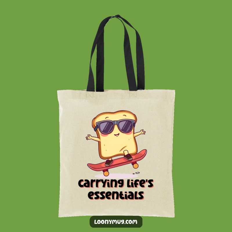 Funny Toast Skateboarder Tote Bag - Cool Bread Carry-All