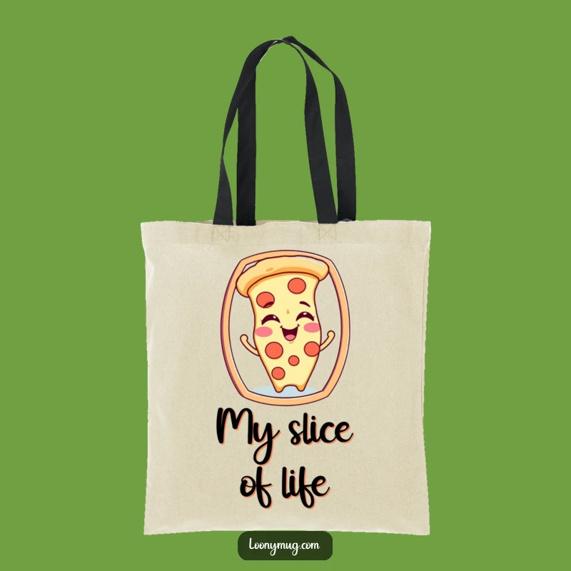 Funny Pizza Slice Mirror Tote Bag: Giggling Character Carryall for Your Essentials